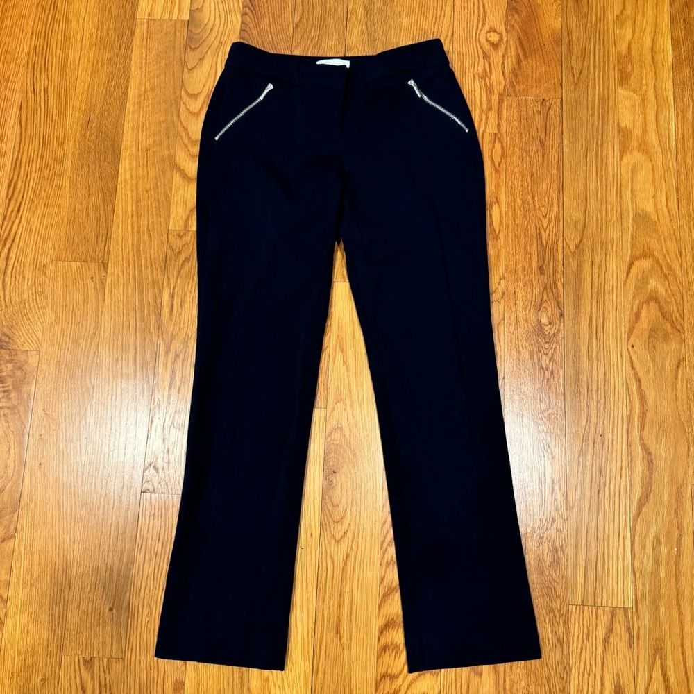 New York Company NYCO Navy Blue Seam Zipper Pockets Stretch Pants 0P 0 Petite